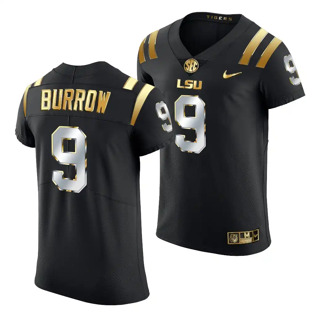 Men's LSU Tigers Joe Burrow #9 Golden Edition Black NFL Elite NCAA Football Jersey